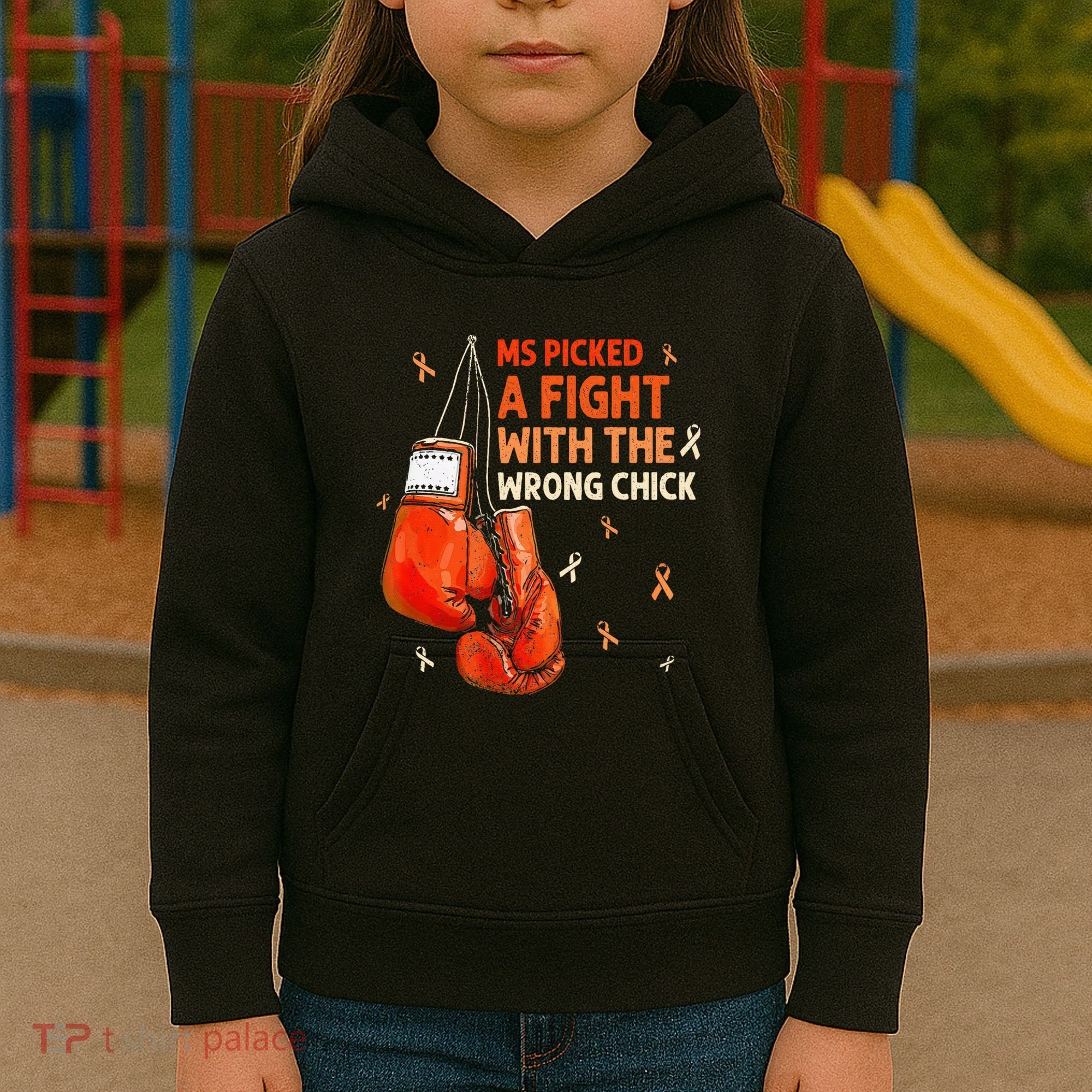 Ms Warrior Ms Picked A Fight Multiple Sclerosis Awareness Kids Hoodie