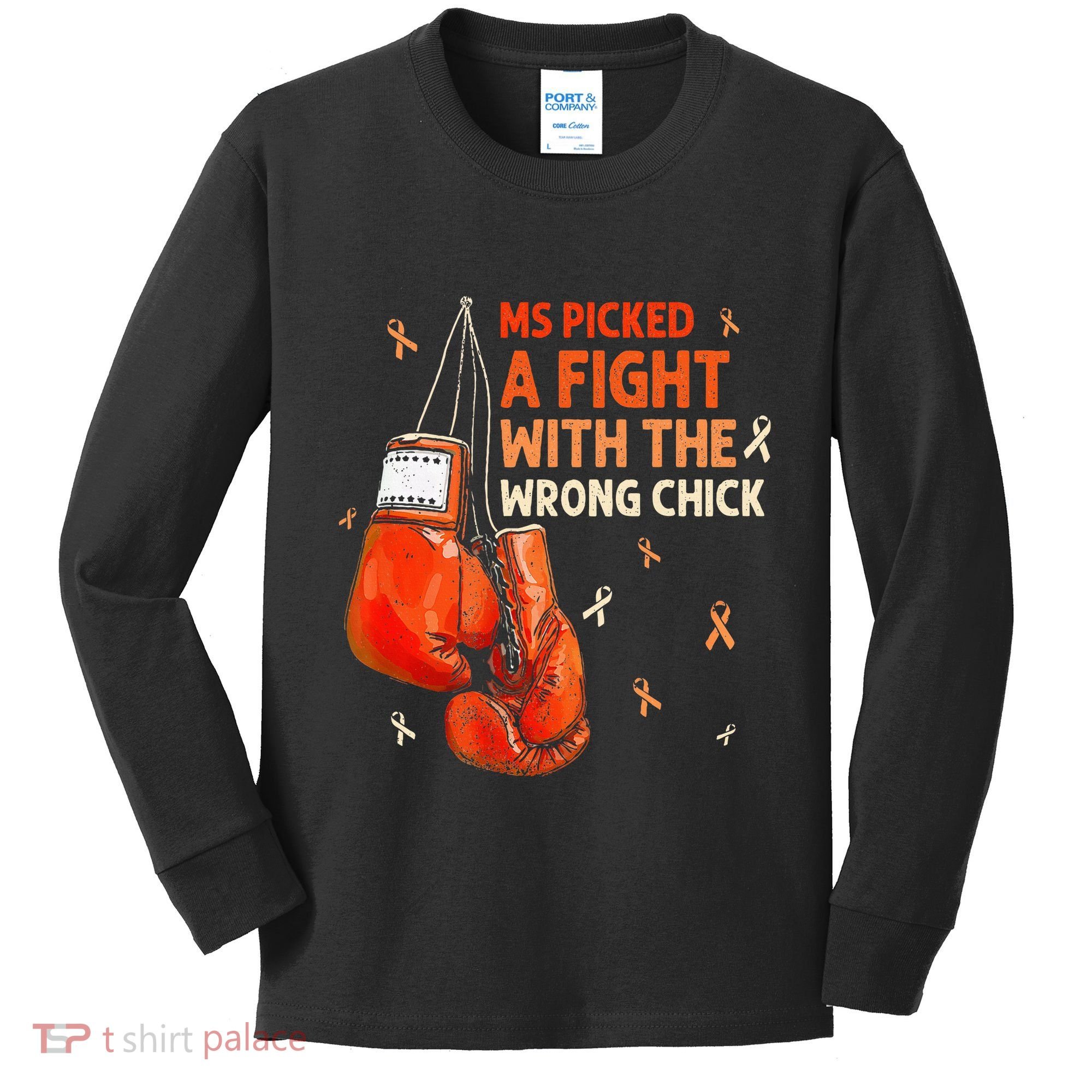 Ms Warrior Ms Picked A Fight Multiple Sclerosis Awareness Kids Long Sleeve Shirt