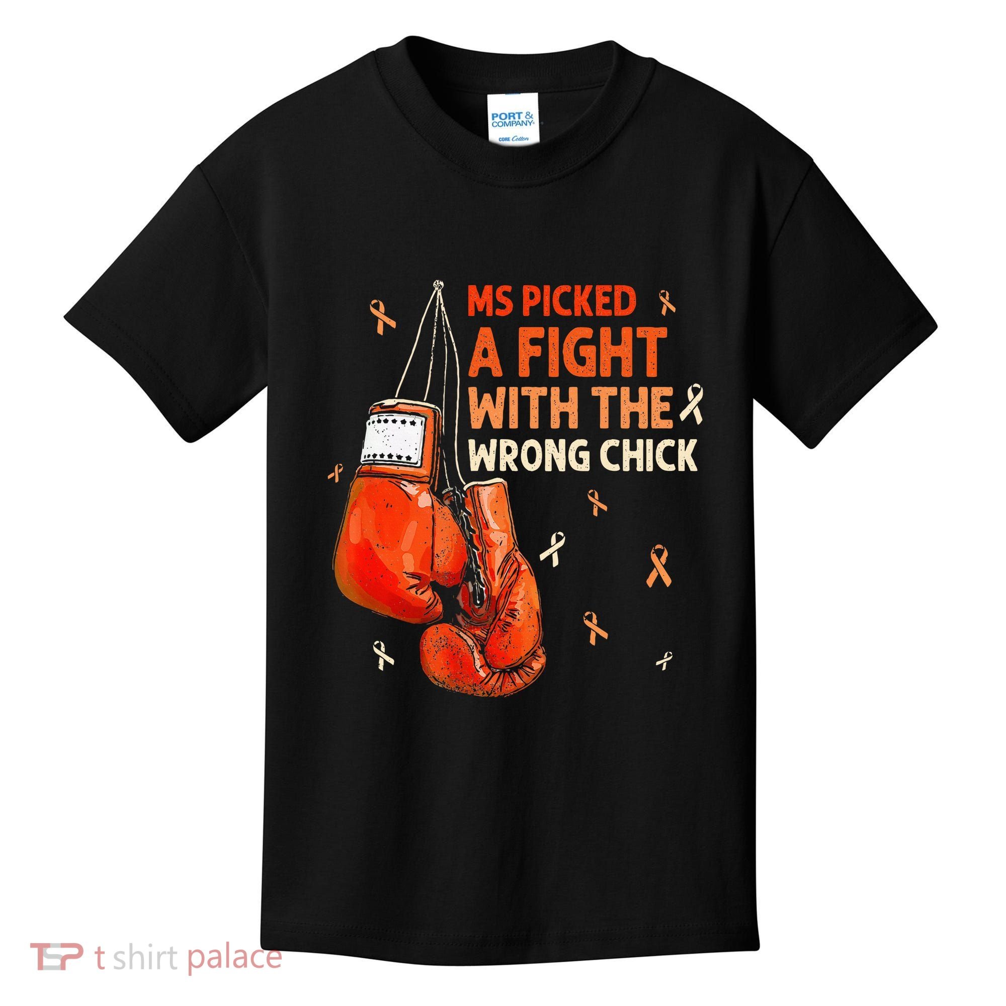 Ms Warrior Ms Picked A Fight Multiple Sclerosis Awareness Kids T-Shirt