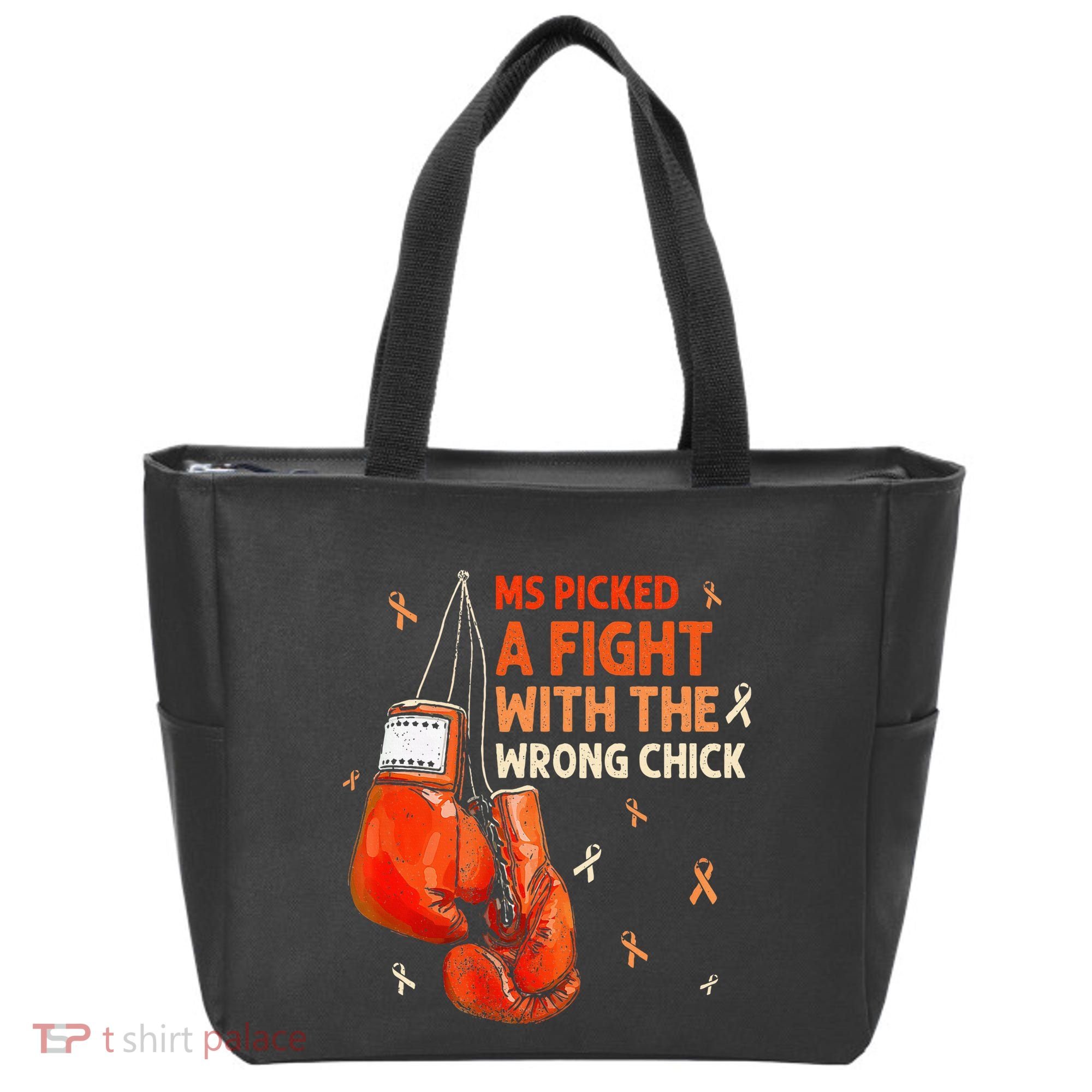 Ms Warrior Ms Picked A Fight Multiple Sclerosis Awareness Tote Bag