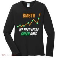 $Mstr We Need More Green Dots Microstrategy Bitcoin Women's Long Sleeve Shirt thumb 0