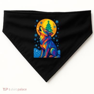 Moonlit Wolf On A Christmas Night USA-Made Doggie Bandana
