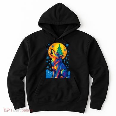 Moonlit Wolf On A Christmas Night Hoodie