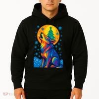 Moonlit Wolf On A Christmas Night Hoodie thumb 2