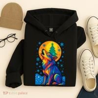 Moonlit Wolf On A Christmas Night Hoodie thumb 4