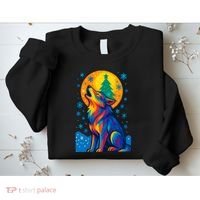 Moonlit Wolf On A Christmas Night Sweatshirt thumb 2