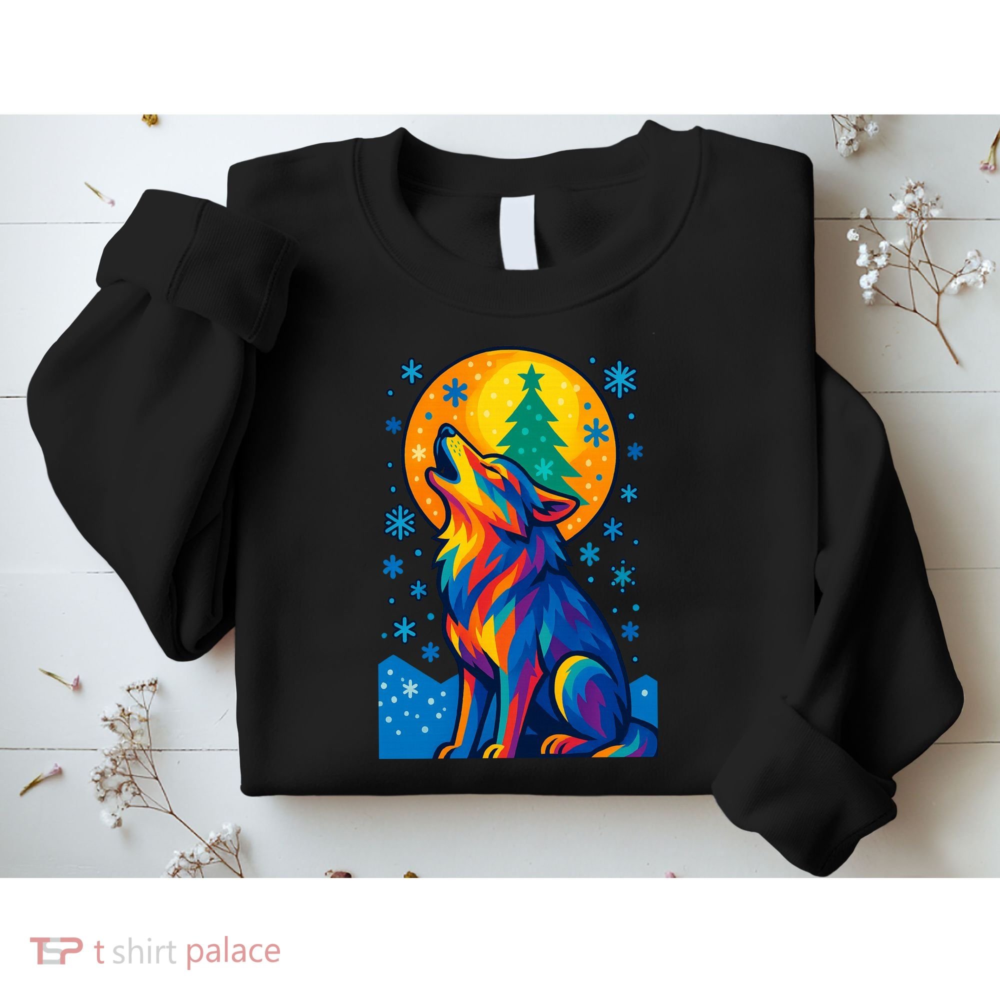Moonlit Wolf On A Christmas Night Sweatshirt