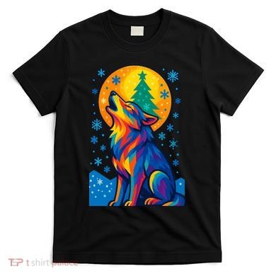 Moonlit Wolf On A Christmas Night T-Shirt