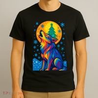 Moonlit Wolf On A Christmas Night T-Shirt thumb 3