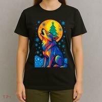 Moonlit Wolf On A Christmas Night T-Shirt thumb 4