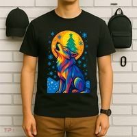 Moonlit Wolf On A Christmas Night T-Shirt thumb 6
