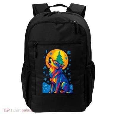 Moonlit Wolf On A Christmas Night Backpack