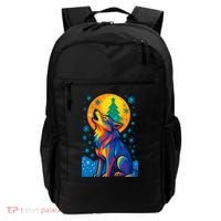 Moonlit Wolf On A Christmas Night Backpack thumb 0