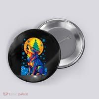 Moonlit Wolf On A Christmas Night Button thumb 0