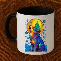 Moonlit Wolf On A Christmas Night Coffee Mug thumb 2