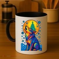 Moonlit Wolf On A Christmas Night Coffee Mug thumb 4