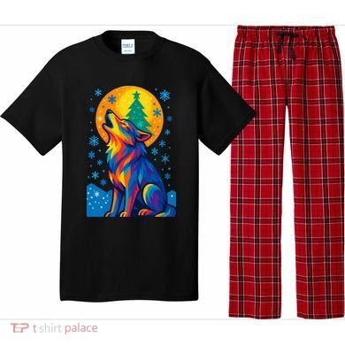 Moonlit Wolf On A Christmas Night Pajama Set