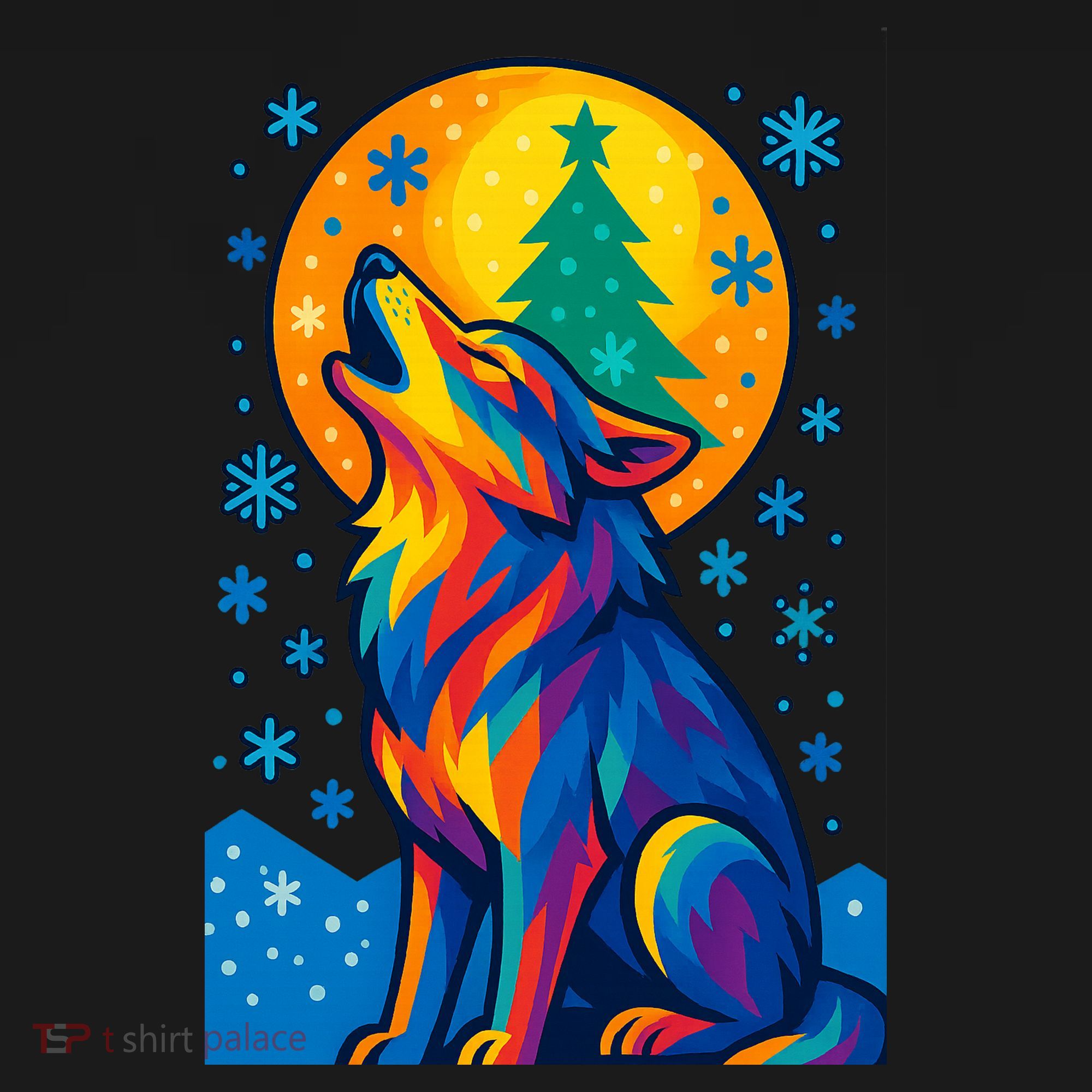 Moonlit Wolf On A Christmas Night Polo