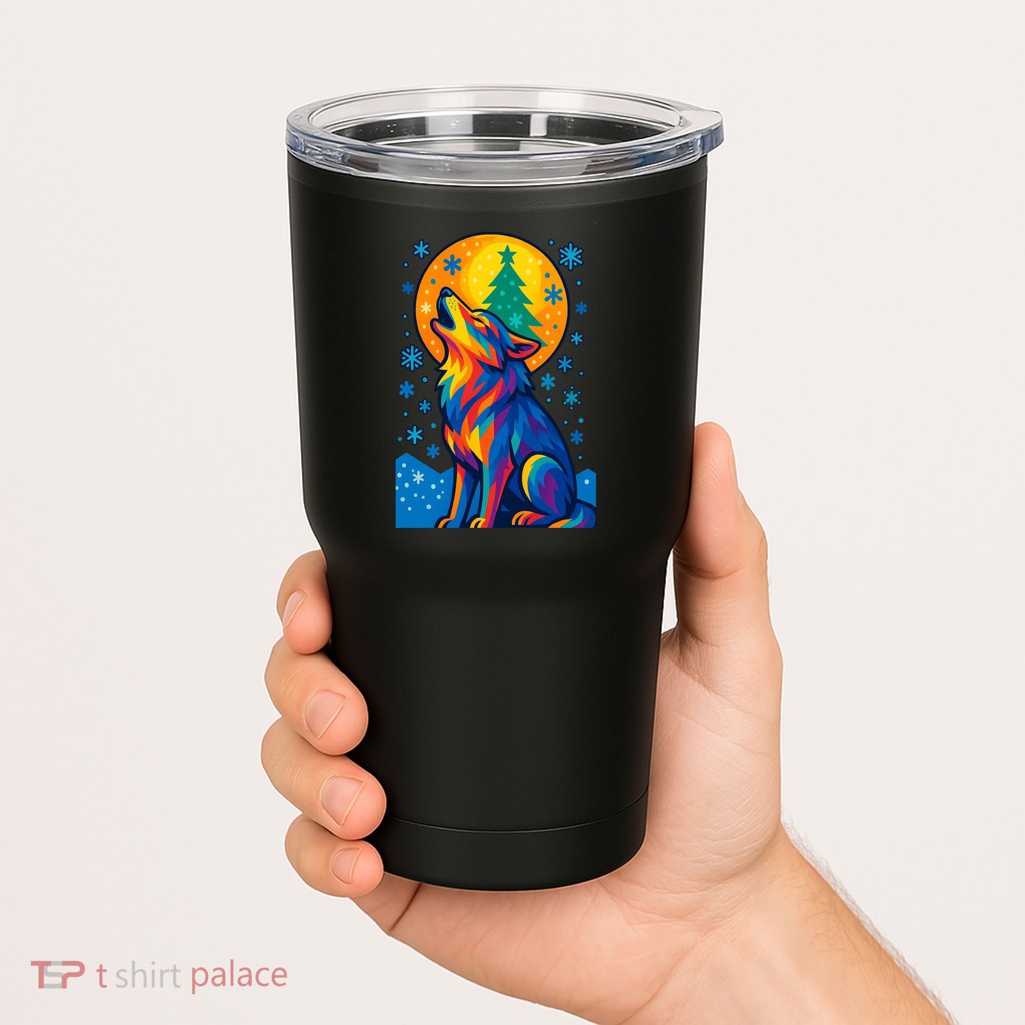 Moonlit Wolf On A Christmas Night Tumbler