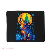 Moonlit Wolf On A Christmas Night Mousepad thumb 0