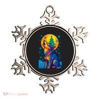 Moonlit Wolf On A Christmas Night Ornament thumb 0