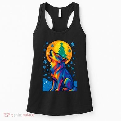 Moonlit Wolf On A Christmas Night Women's Tank Top
