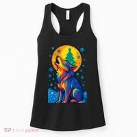Moonlit Wolf On A Christmas Night Women's Tank Top thumb 0