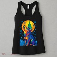 Moonlit Wolf On A Christmas Night Women's Tank Top thumb 3