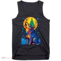 Moonlit Wolf On A Christmas Night Tank Top thumb 0