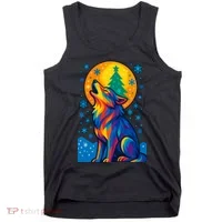 Moonlit Wolf On A Christmas Night Tank Top thumb 0