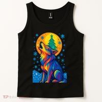 Moonlit Wolf On A Christmas Night Tank Top thumb 2
