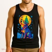 Moonlit Wolf On A Christmas Night Tank Top thumb 3