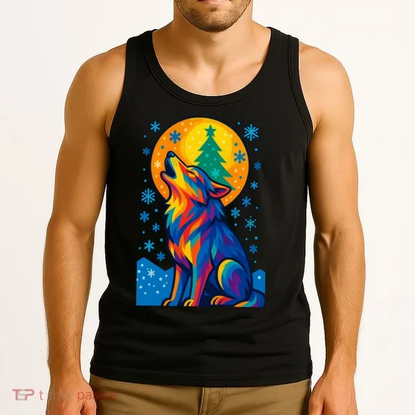 Moonlit Wolf On A Christmas Night Tank Top