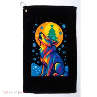 Moonlit Wolf On A Christmas Night Golf Towel