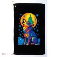 Moonlit Wolf On A Christmas Night Golf Towel thumb 0