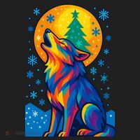 Moonlit Wolf On A Christmas Night Golf Towel thumb 3