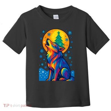 Moonlit Wolf On A Christmas Night Toddler T-Shirt