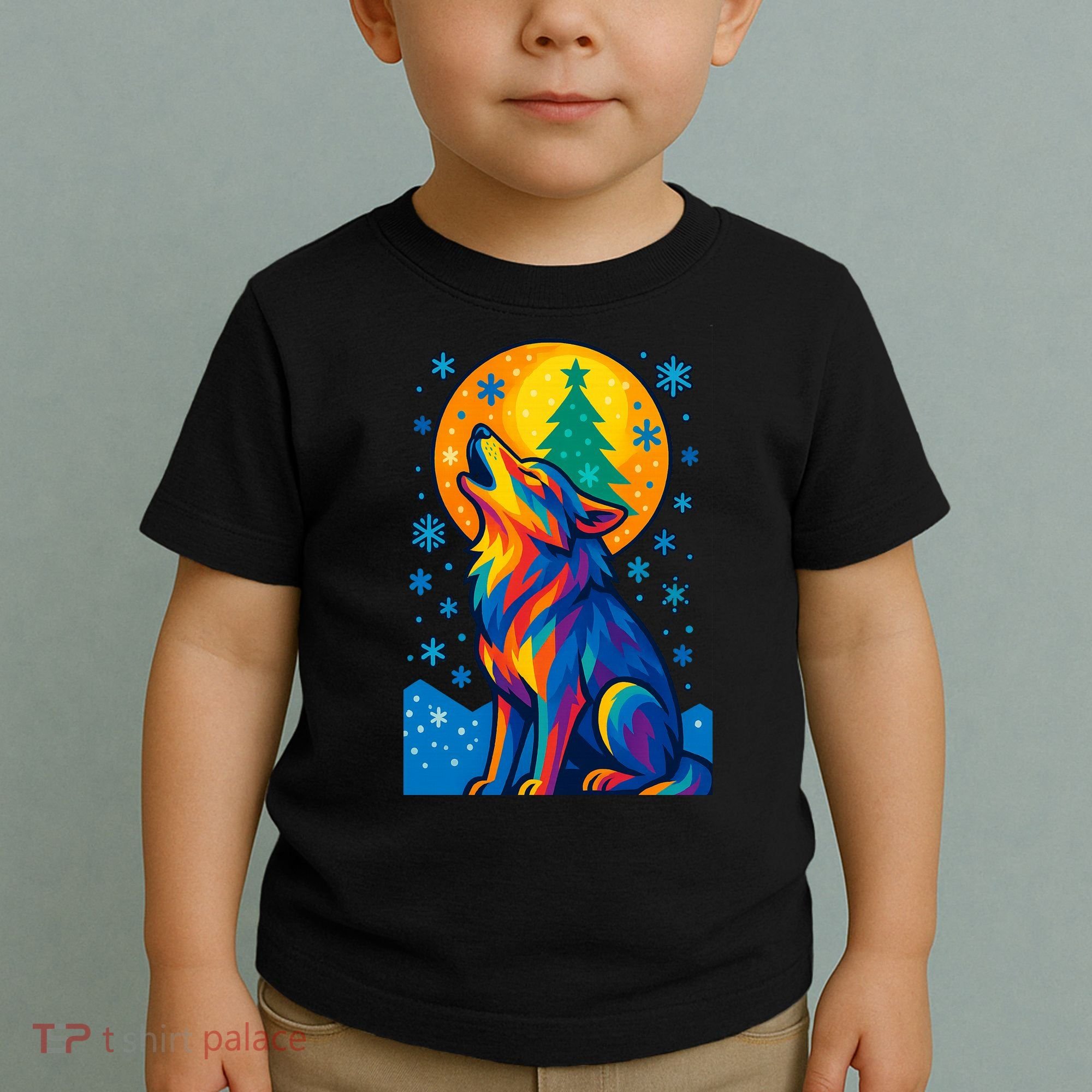 Moonlit Wolf On A Christmas Night Toddler T-Shirt
