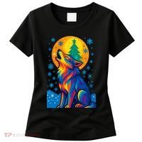 Moonlit Wolf On A Christmas Night Women's T-Shirt thumb 0