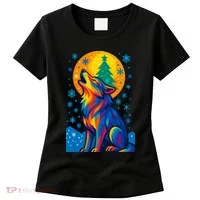 Moonlit Wolf On A Christmas Night Women's T-Shirt thumb 0