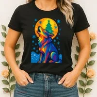 Moonlit Wolf On A Christmas Night Women's T-Shirt thumb 2