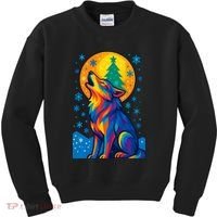 Moonlit Wolf On A Christmas Night Kids Sweatshirt thumb 0