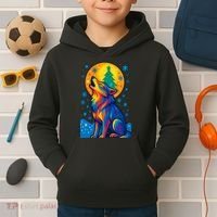Moonlit Wolf On A Christmas Night Kids Hoodie thumb 2