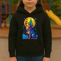 Moonlit Wolf On A Christmas Night Kids Hoodie thumb 3