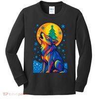 Moonlit Wolf On A Christmas Night Kids Long Sleeve Shirt thumb 0