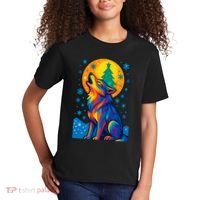 Moonlit Wolf On A Christmas Night Kids T-Shirt thumb 2