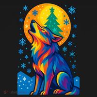 Moonlit Wolf On A Christmas Night Kids T-Shirt thumb 4