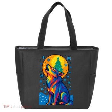 Moonlit Wolf On A Christmas Night Tote Bag