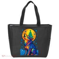 Moonlit Wolf On A Christmas Night Tote Bag thumb 0