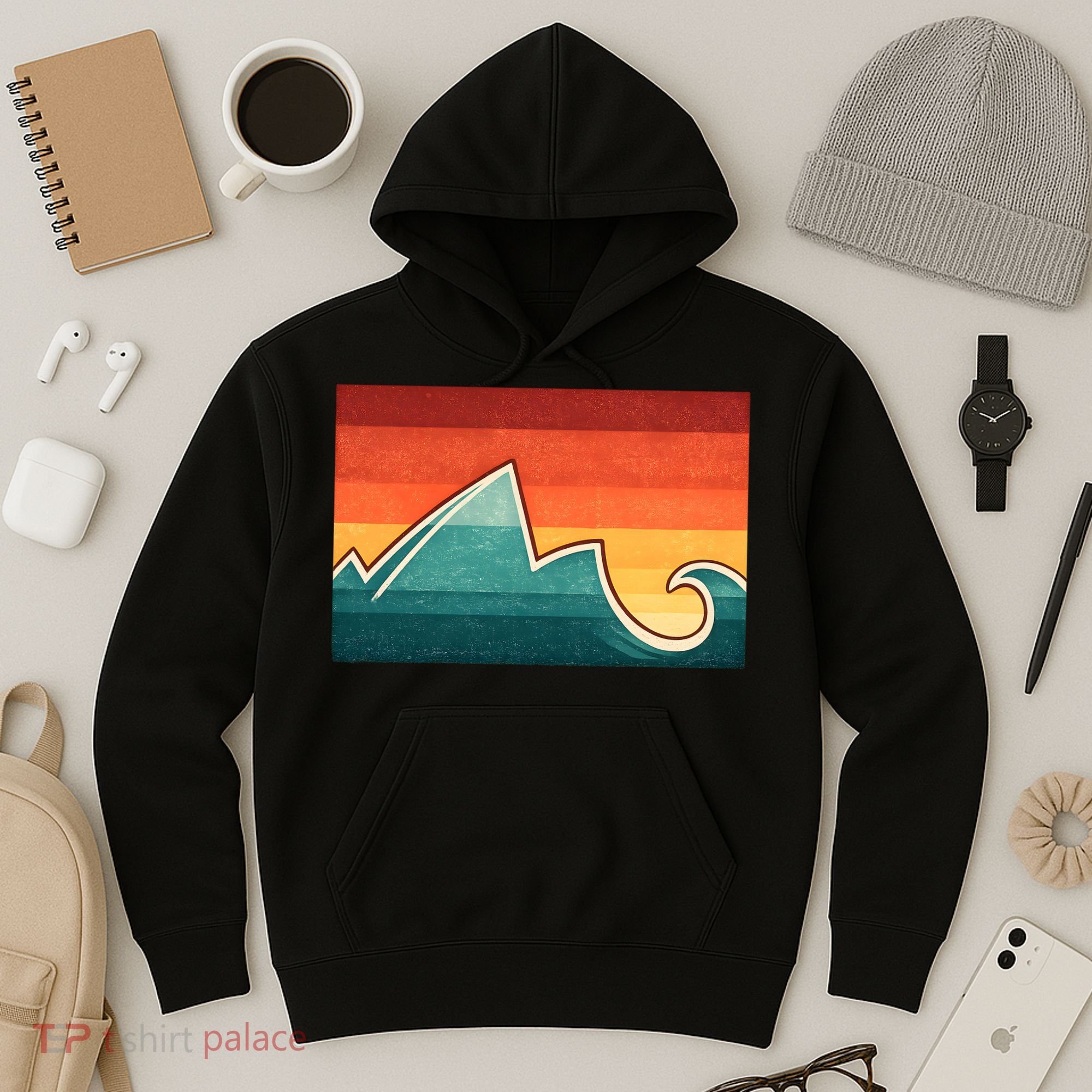 Mountain Wave Ocean Sunset Hoodie